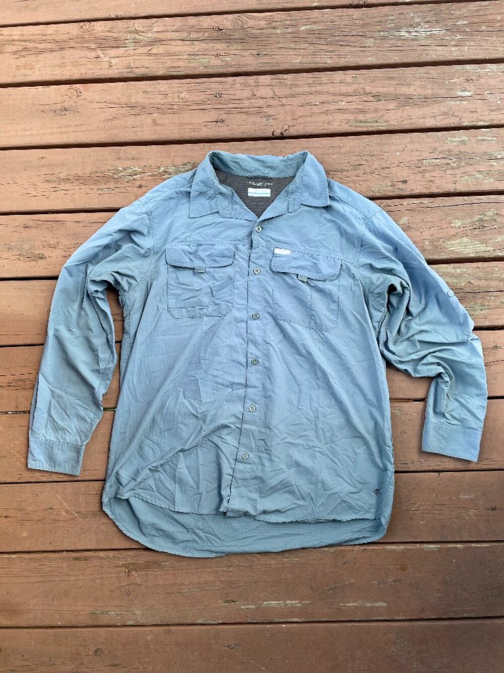 Columbia Omni-Shade Cooling Blue Long Sleeve Button Up Shirt - Size XL